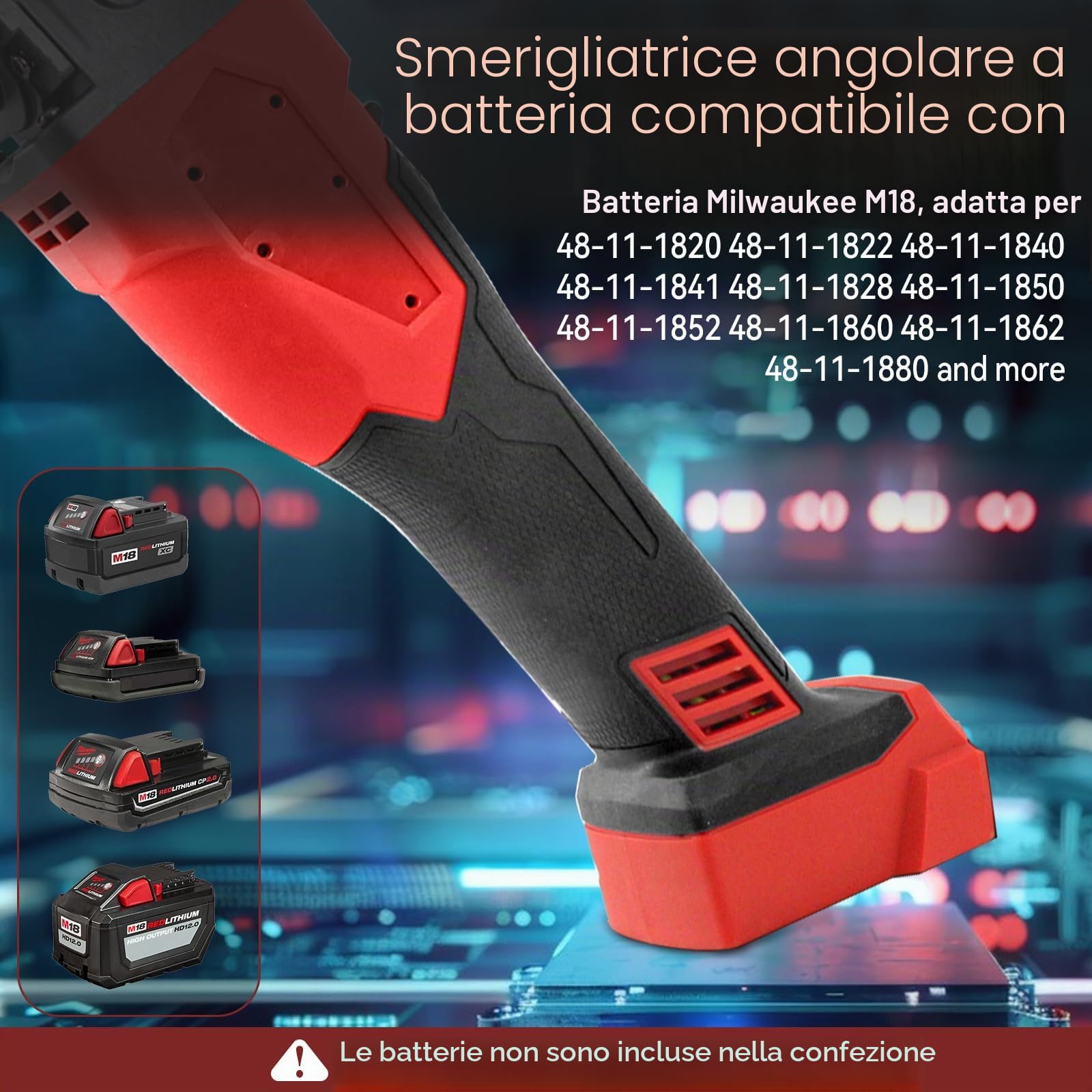 Smerigliatrice angolare Milwaukee da 18 V, 12000 RPM, 125 mm, fusto M14 5/8"-11, 6'