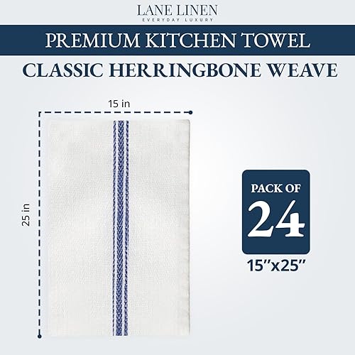 Miniatura 2 de LANE LINEN Juego de 24 toallas de cocina 100% algodón natural absorbentes para cocina, paños de lavado reutilizables, lavables a máquina, 14 x 25