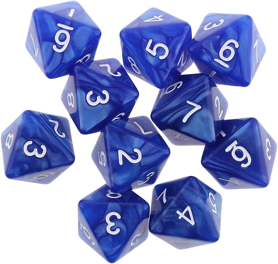 Sharplace 10 dados de 8 caras D8 Polyhedral Dice para Roley jugando Juegos Dice Gift - Azul, 1,6 cm