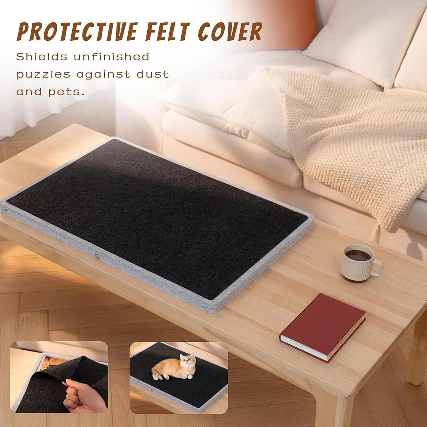 Versatile Tiltable Puzzles Table Nonslip Felt Integrated Stand Space Efficient Foldable Design Adults Sturdy Tilted Puzzles Board with Base