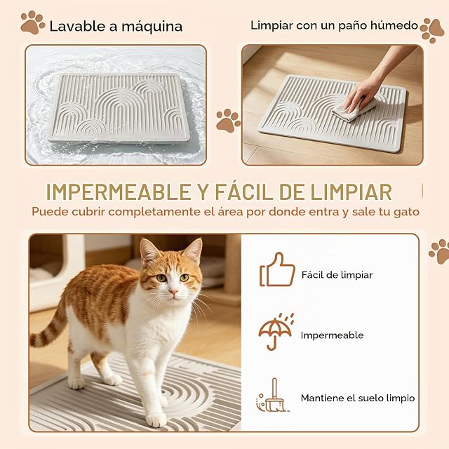 Foto 6 de 8 de Alfombra Arenero Gato, Alfombra de Recolección de Arena, 42 x 29cm Cat Litter Mat Impermeable para Arenero