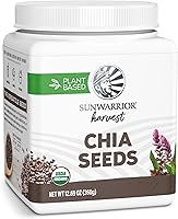 Sunwarrior Organic Chia Seeds Non-GMO Keto Vegan Superfood 360g Tub - Fiber Omega-3 Protein for Smoothies Pudding Baking 30 Servings