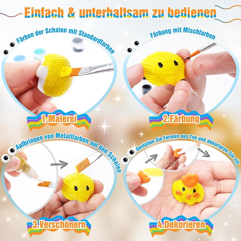 CITSKY Kagylófestő Kreatív Készlet 4-9 Éves Gyerekeknek - Művészeti Szett Fiúknak és Lányoknak - Kézműves Ajándék Születésnapra
