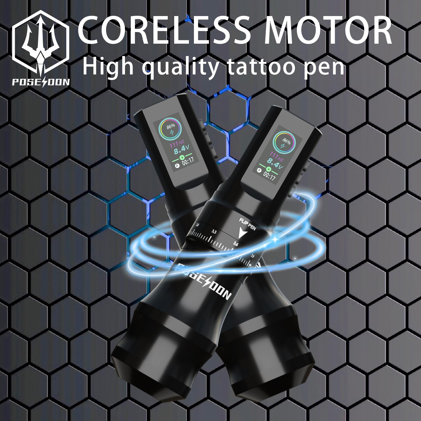 Tattoo Pen Kit-POSEIDON, Wireless Rotary Tattoo Gun Kit - Image 4