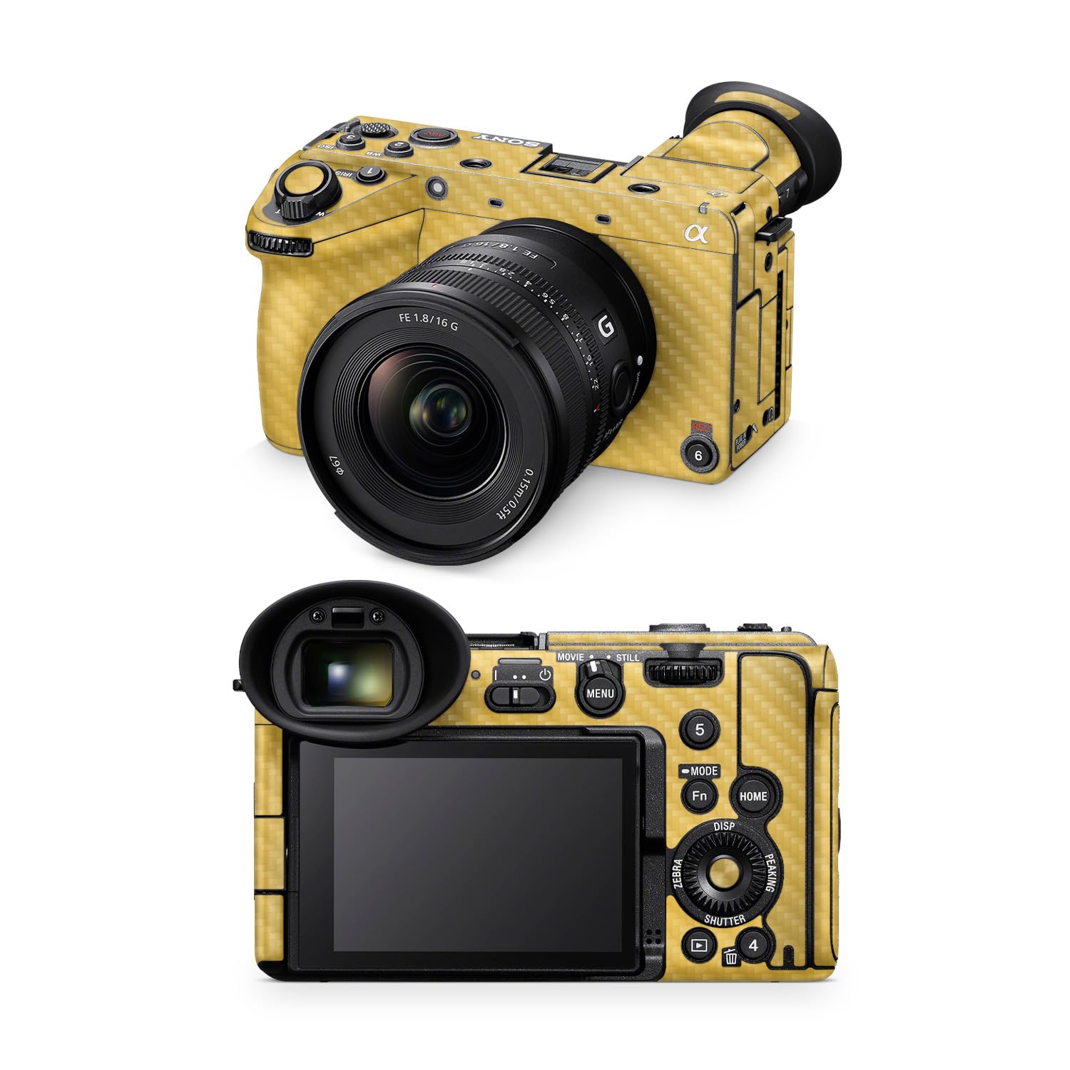 Carbon Fiber Camera Skin Compatible with Sony FX2 Digital Camera (2025) - Solid Marigold - Premium 3M Vinyl Protective Wrap Decal Cover - Easy to Apply | Crafted in the USA by MightySkins