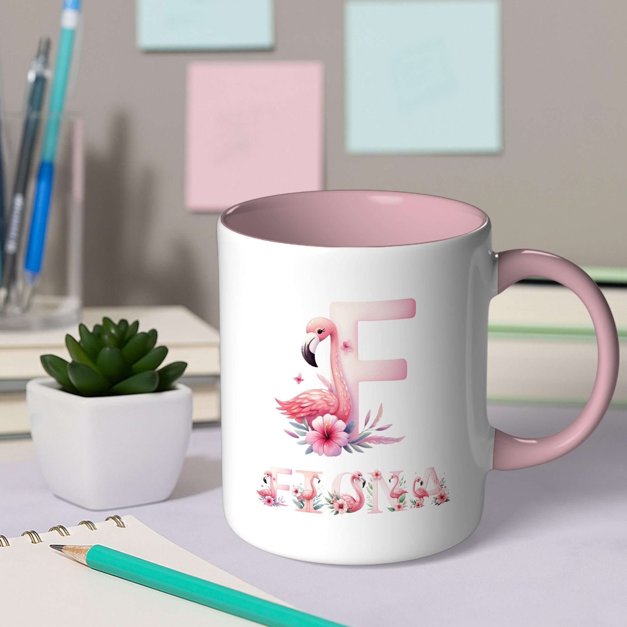 Personalisiert Flamingo Tasse Mit Namen – 330 Ml, Keramik, Spülmaschinengeeignet