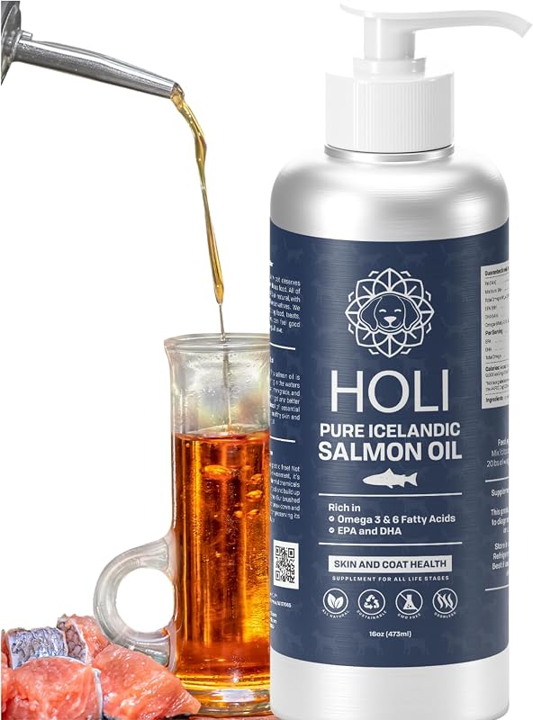 Óleo de Salmão para Cães e Gatos HOLI com Ômega 3 EPA e DHA, Frasco de 355 g