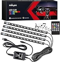 Nilight 4PCS 48-LED USB Car Interior Lights - Multicolor Music Sync Strip Kit, Sound Activated, Wireless Remote Control