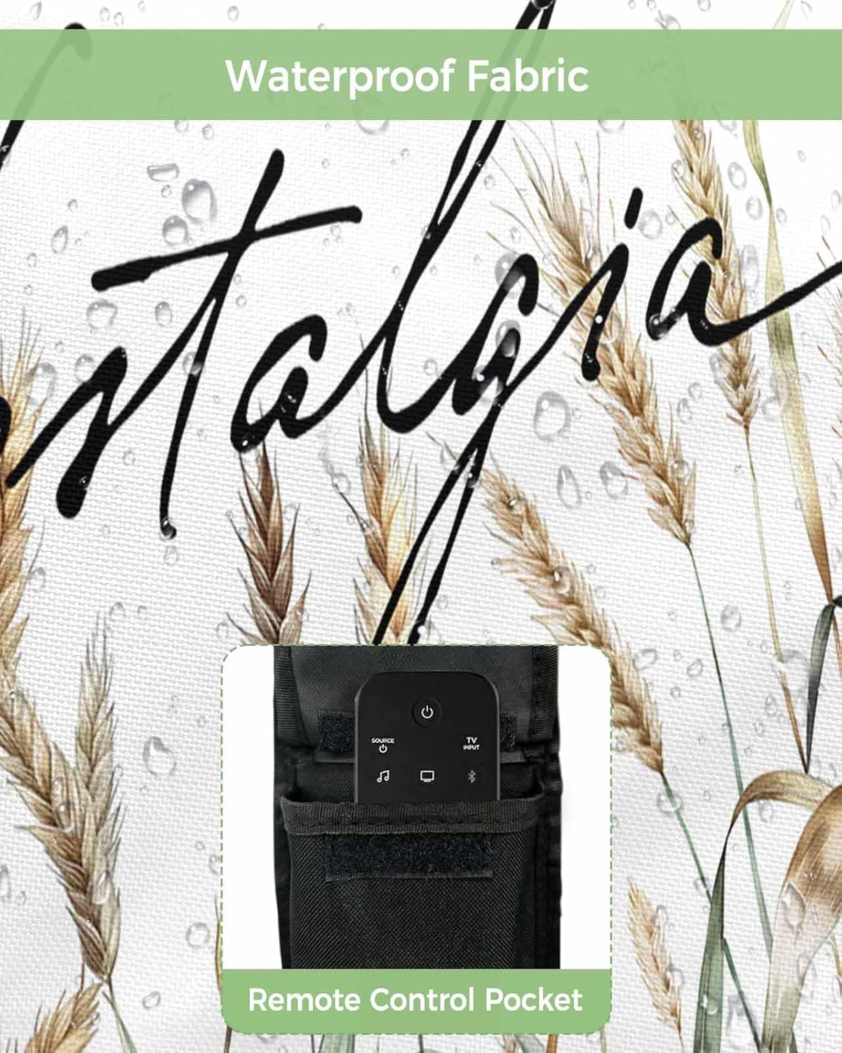 Outdoor TV Cover Fall Wheat Plant Flower Pattern Waterproof and Weatherproof 36"-39" LCD Movable Shield TV Display Screen Protector Outside Television Covers