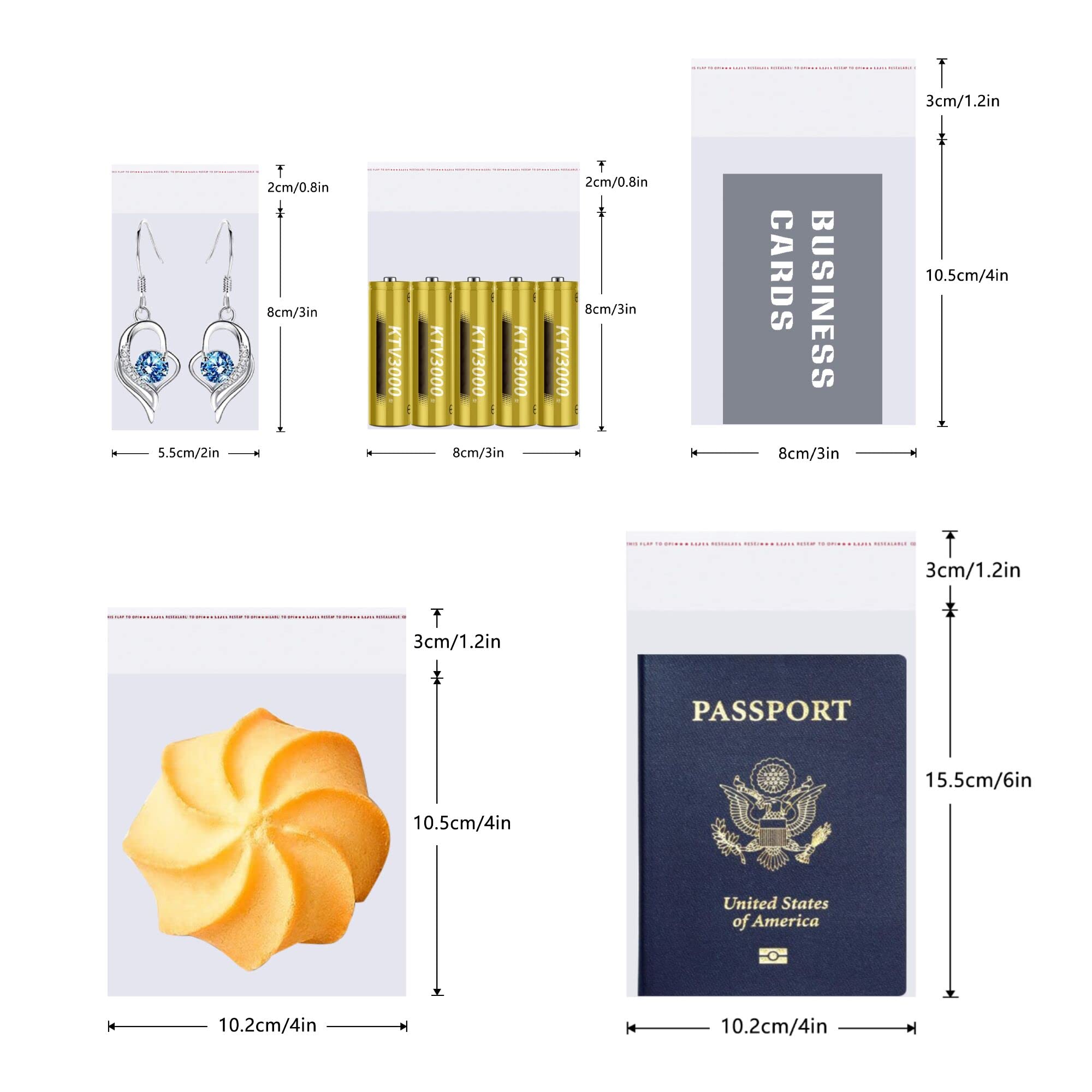 400 Sachets Cellophane 10x15 Cm - Auto-adhesifs Pour Cookies, Bonbons, Cadeaux - Emballage Plastique Resistant - Bricolage