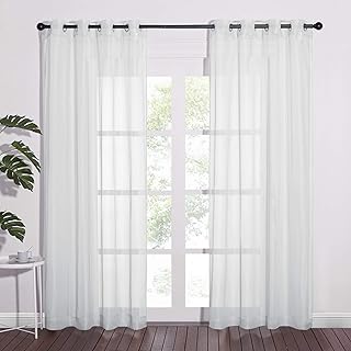 NICETOWN Sheer Curtains 84 Inches Long - Ring Top Solid Voile Window Draperies Elegant Panels for Guste Room (Light Gray, 2 Panels, W54 x L84 Inches) - Buy now