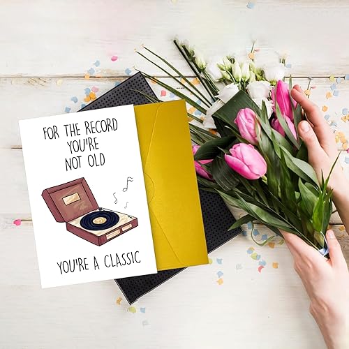 Miniatura 5 de Divertida tarjeta de cumpleaños retro para tocadiscos y regalo para abuelo, papá, él, hombres, 40, 50, 60, 70, 80, tarjeta de cumpleaños de vejez,