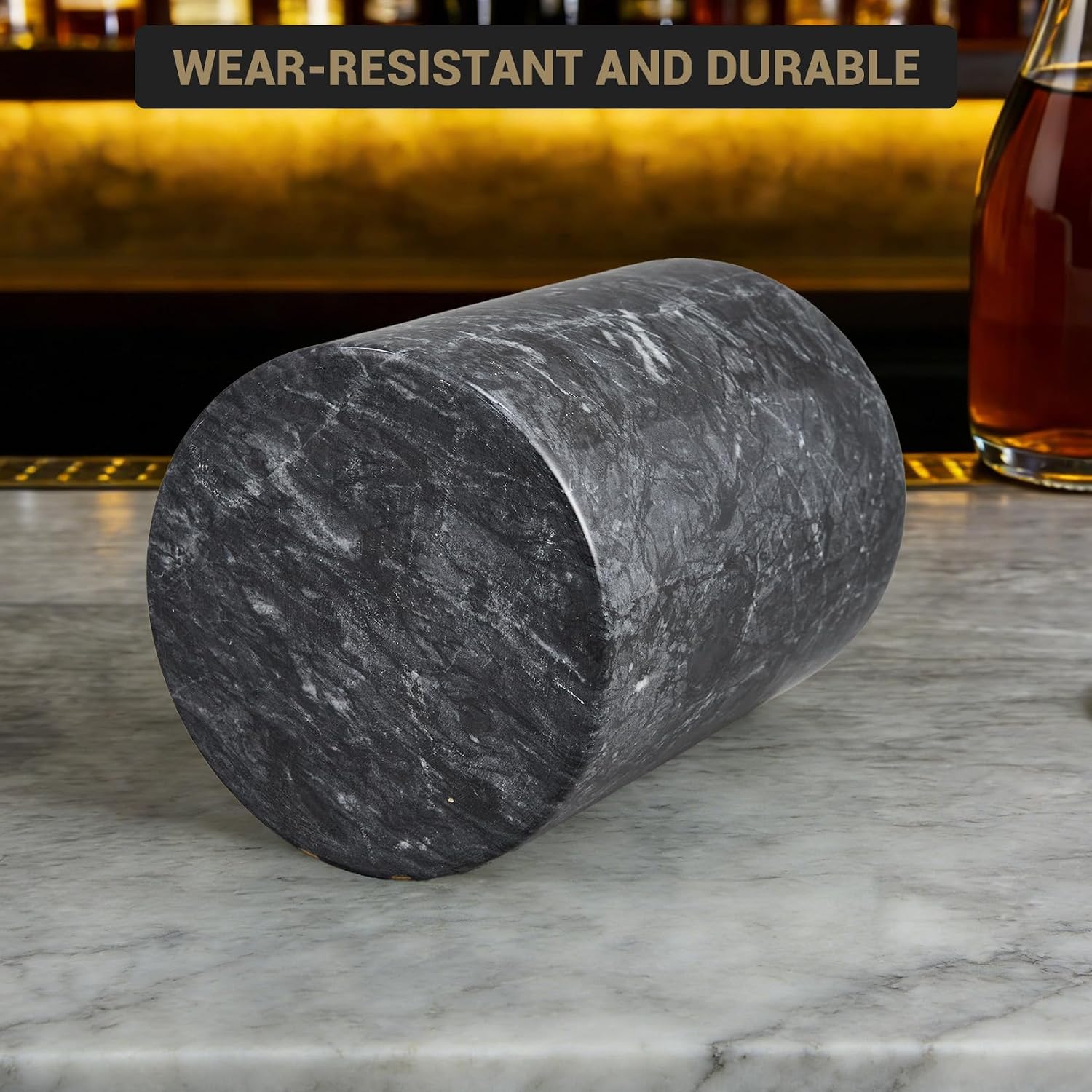 2-in-1 Black & White Marble Wine Cooler – Heavy Duty Stone Ice Bucket for Wine & Champagne – Dual-Tone, Sturdy & Portable, Ideal for Outdoor Entertaining, 17 x 12 cm, Black