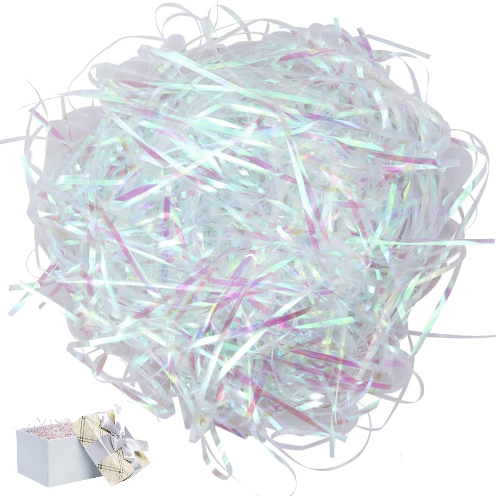 100 Grams Shredded Tissue Paper Gift Filler Paper for Basket Filler Sparkly Crinkle Confetti Shredded Paper Gift Packaging for Christmas Wedding Birthday Party DIY Crafts Arts