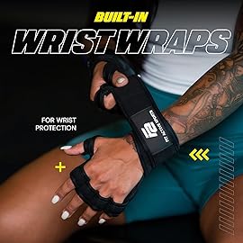 Fit Active Sports Weight Lifting Workout Gloves with Built-in Wrist Wraps for Men and Women - Great for Gym Fitness, Cross Training, Hand Support & Weightlifting