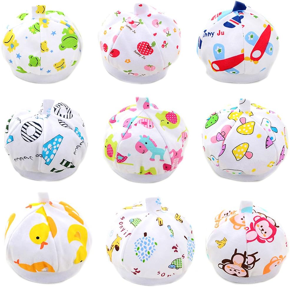 Newborn Baby Soft Bibs&Socks Cotton Hats 0-6 Months (Baby's Hats 5PCS)