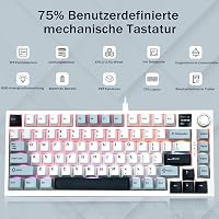 HUO JI Vezeték Nélküli Gaming Mechanikus Billentyűzet 81 Gombos RGB Háttérvilágítás 4000mAh Akkumulátor Fehér 4