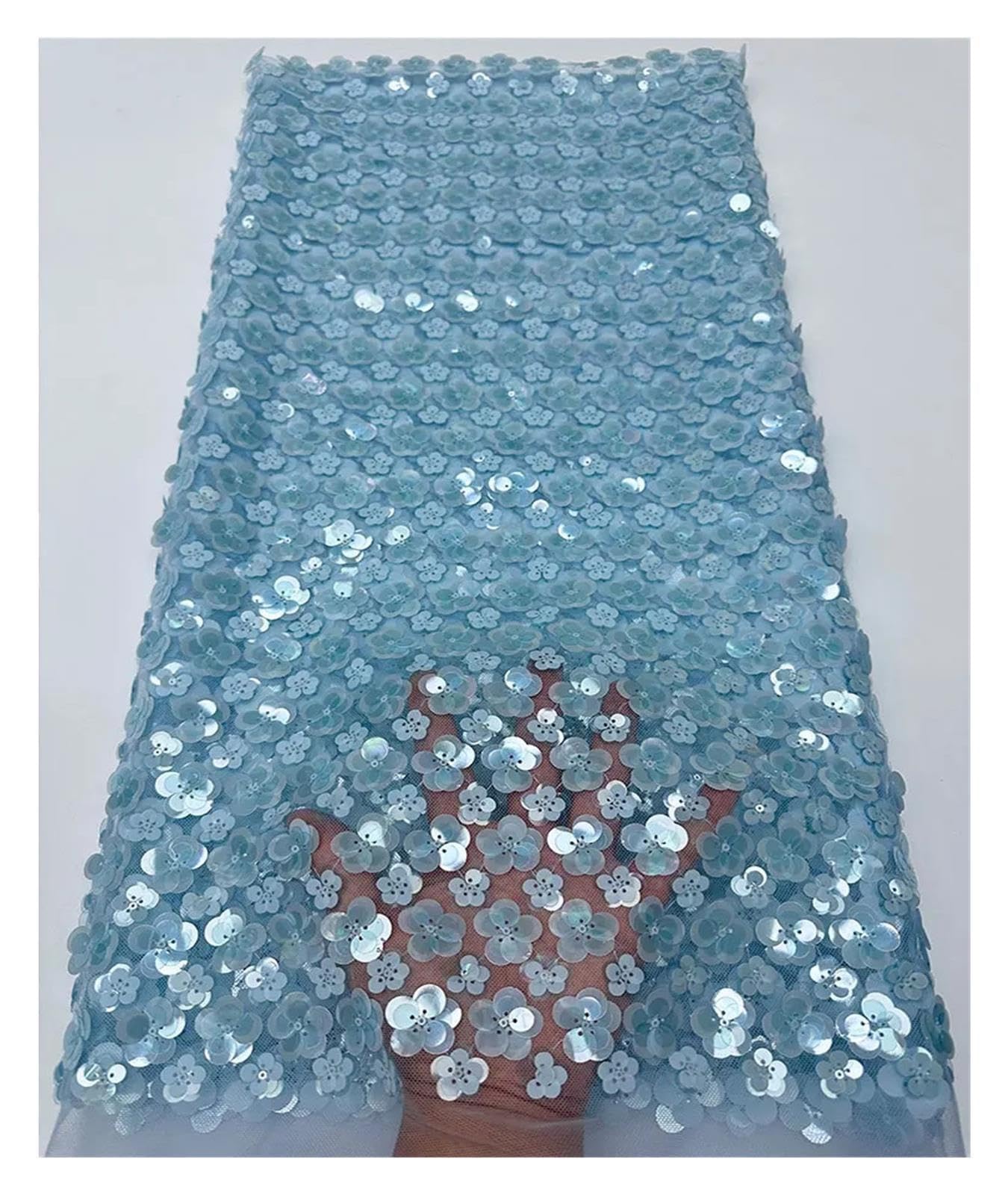 Tissu De Broderie Perles Florales 3D Avec Tube Paillettes Brillantes