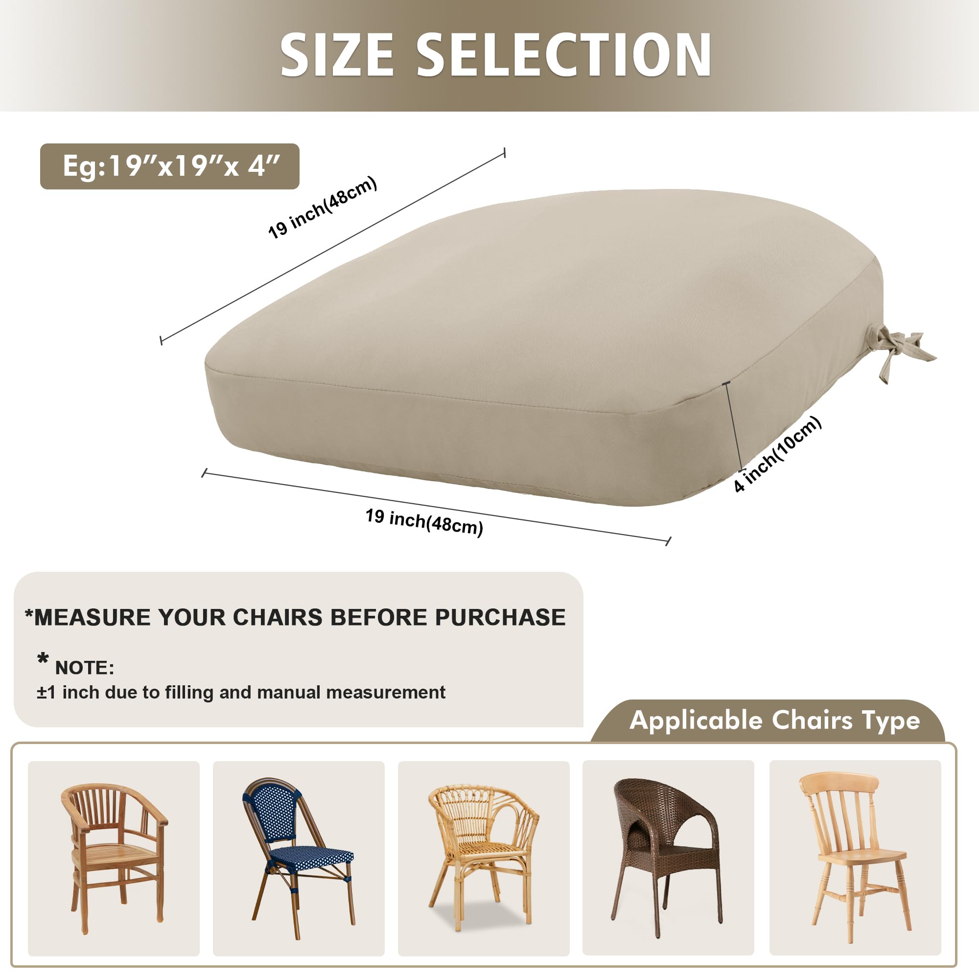 Chair Cushion AALLYN Outdoor Chair Seat Cushions Set Of 2, 19