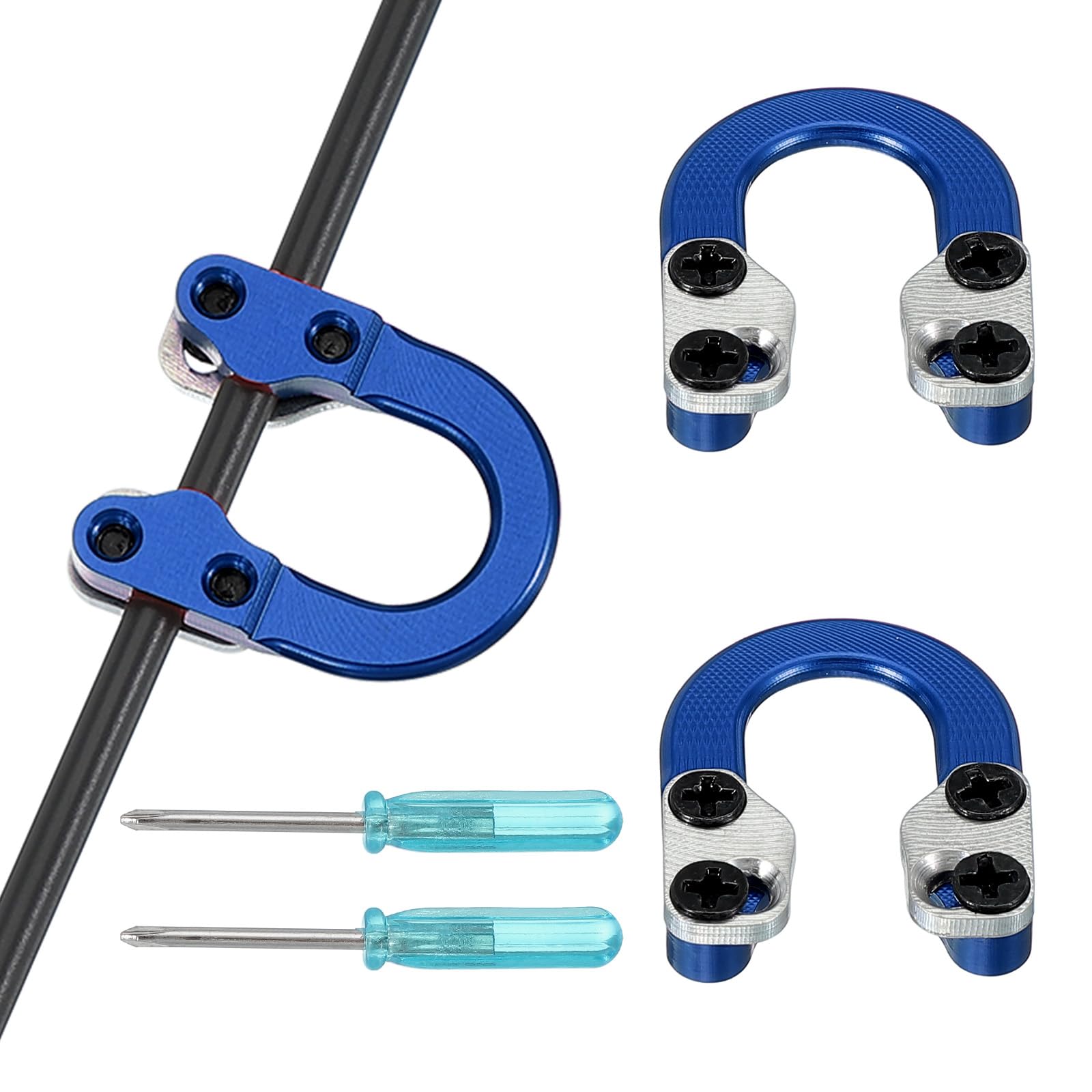 PATIKIL Archery D Loop, 2 Set Compound Bow Metal U Nock D Ring Nocking Release Accessories with Screwdrivers Screws for Shooting Hunting, Blue