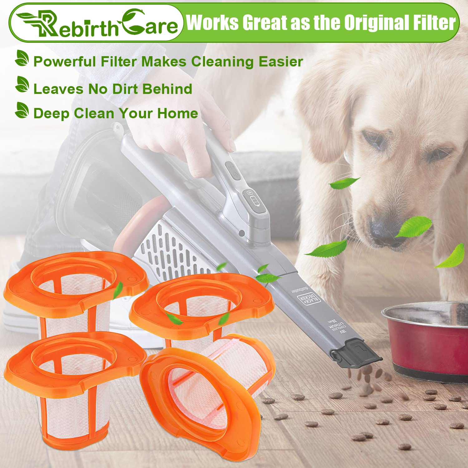 Rebirthcare 4 pezzi Filtro Accessori per Black Decker BHHV320B BHHV320J BHHV520BFP BHHV520BFP BHHV520BT BHHV520JF Aspirapolvere Filtri di Ricambios Accessorio Parti Ricambi lavabile