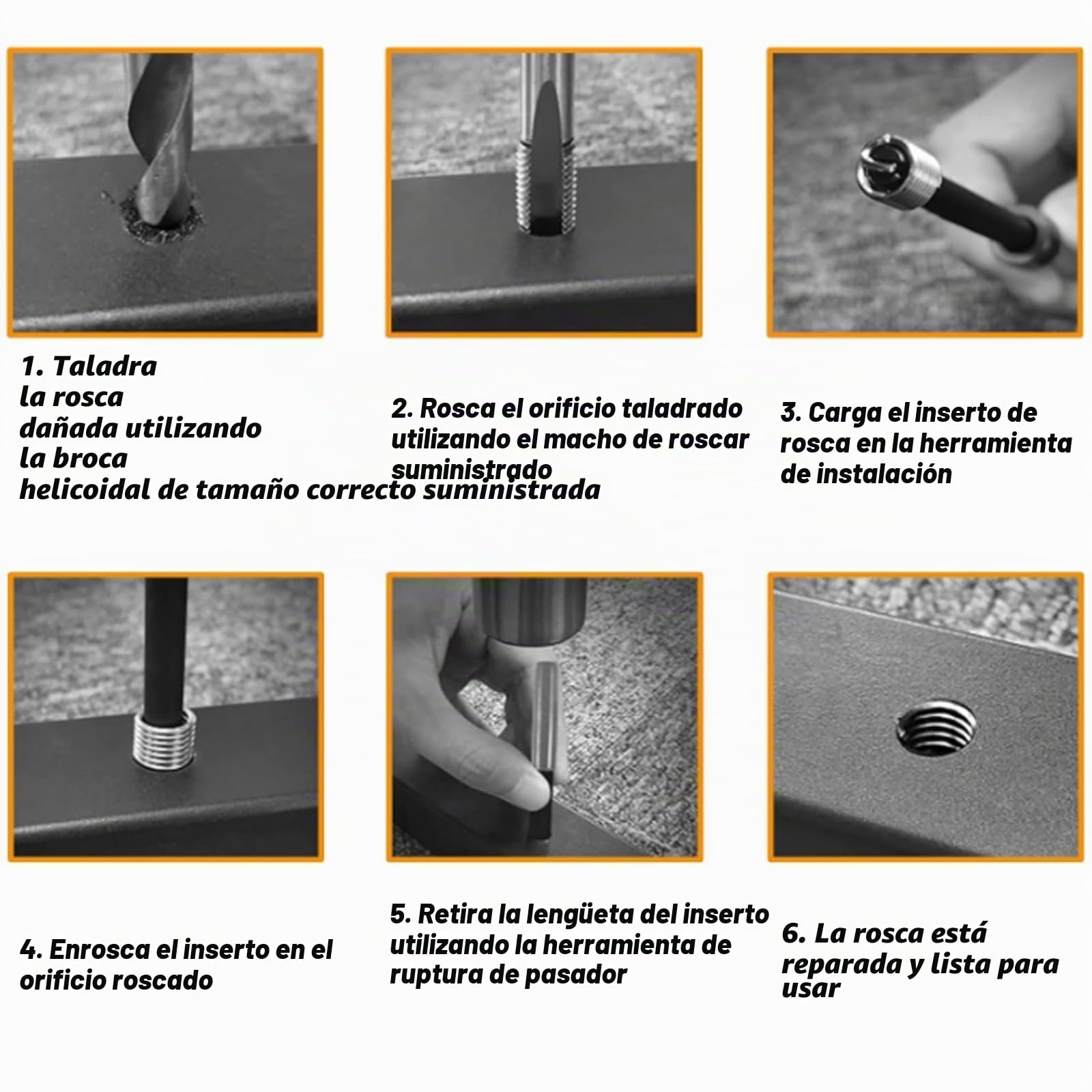 Heli Coil, Coil Master Kit, 17 piezas de inserciones de rosca M11x1.25 Kit de surtido de accesorios de reparación de rosca hembra