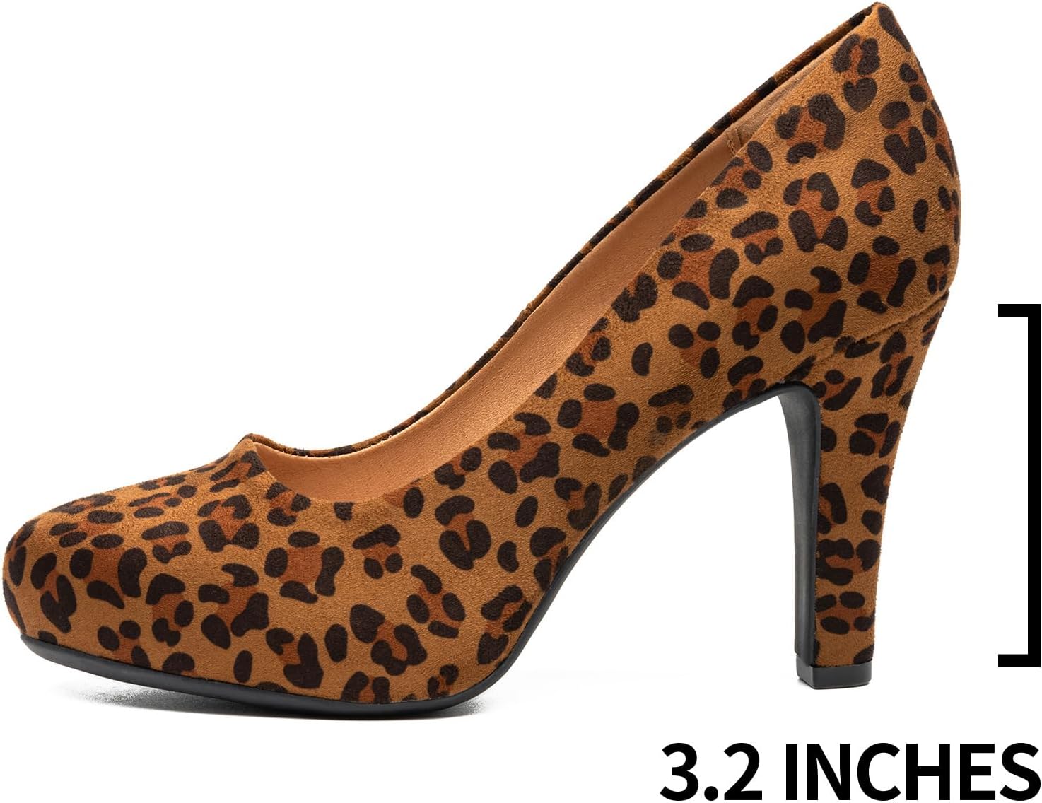 Trary High Heels, Black Heels White Heels Brown Heels Nude Heels Platform Heels, 3.2IN High Heel Closed Round Toe Pumps Dress Office Wedding Shoes for Women - Image 4