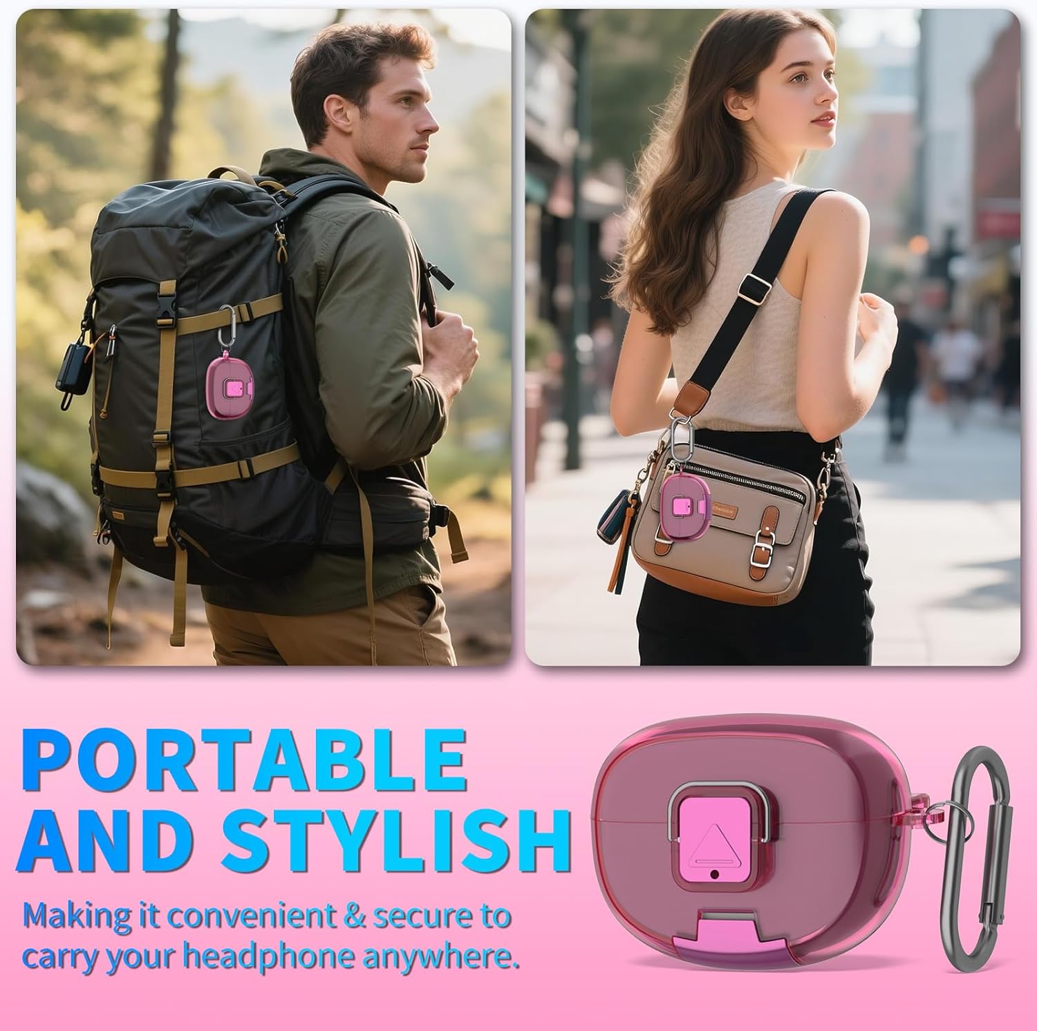 for Bose Ultra Open Earbuds Case with Secure Lock & Phone Stand, Soft TPU Shockproof Protective Clear Case for Bose Open Ear Earbuds Accessories with Cleaning Pen & Keychain (Deep Rose) - Image 6