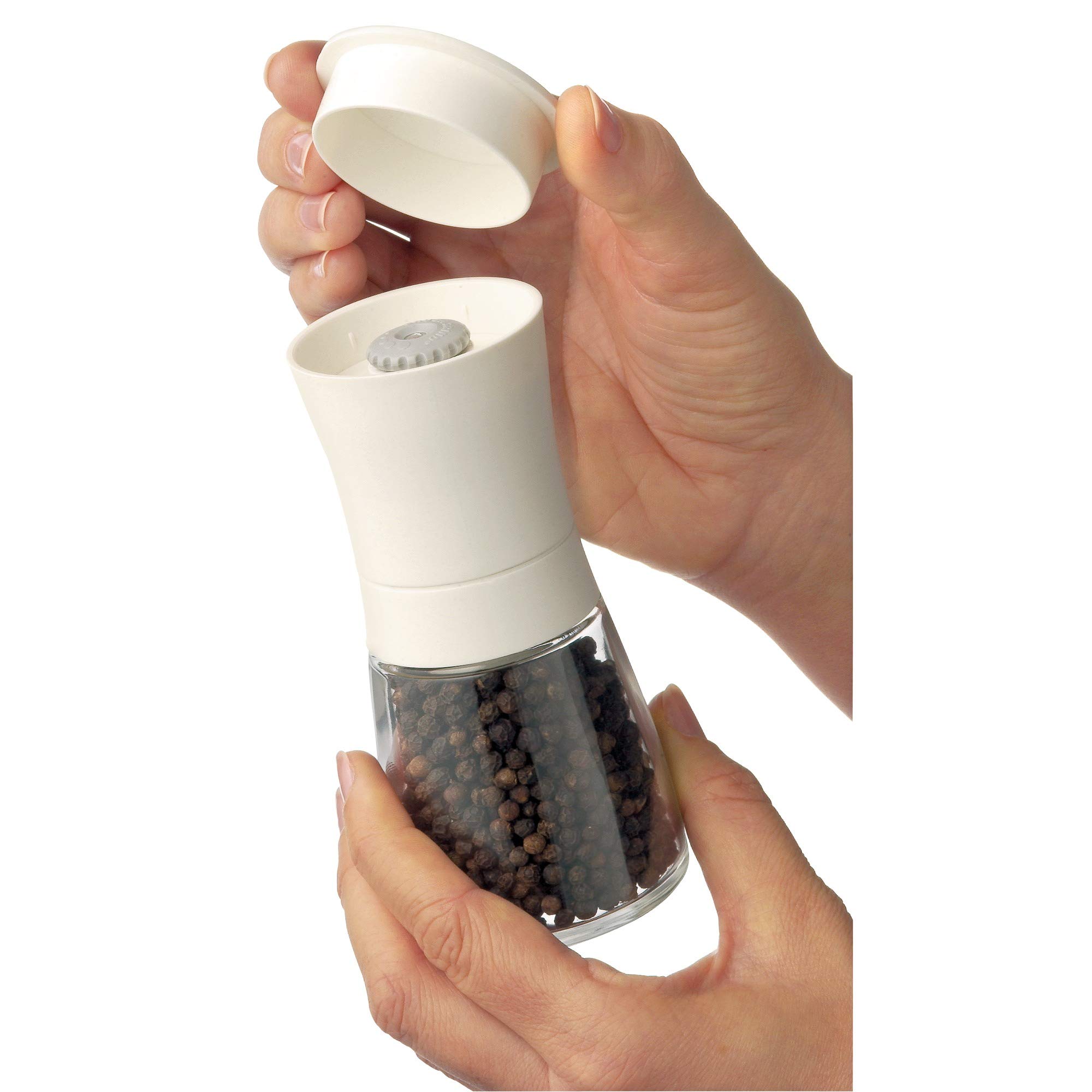WMF Trend - Juego de molinillos de Sal y Pimienta sin llenar, Recipiente de Cristal, Mecanismo de cerámica, Molinillo de Sal y Pimienta, Especias, Color Blanco