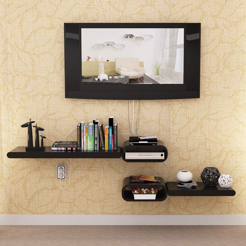 Soporte de pared flotante para enrutador WiFi, caja de TV, altavoz, dispositivo de transmisión y consola de juegos, color negro.