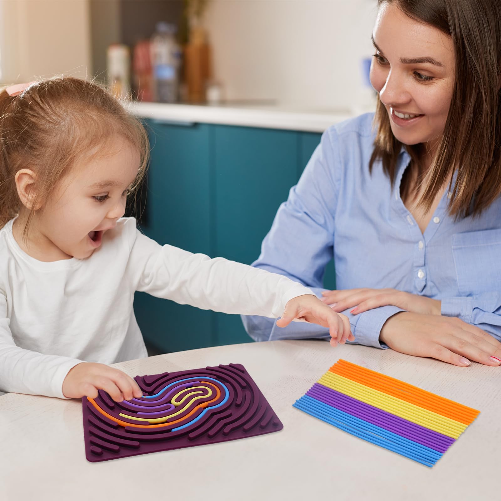 OBEST Silikon Sensorik Board, Montessori Busy Board, Mit 20 Zubehörteilen, Für Kinder Ab 3 Jahren