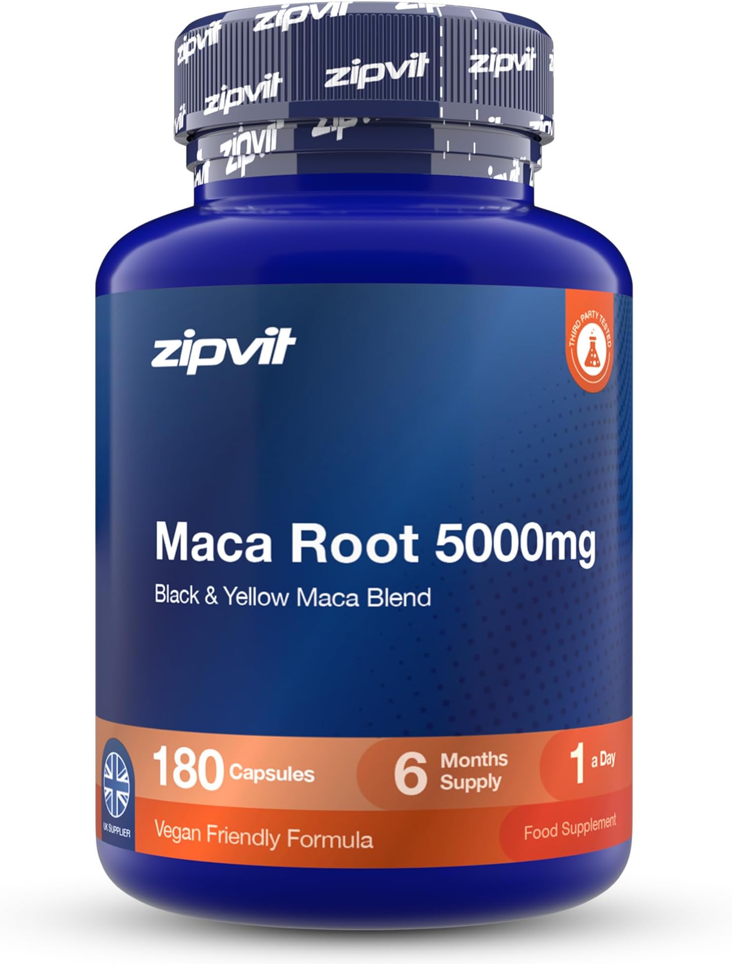 Zipvit Maca Root 5000mg - Black & Yellow Maca - 180 Capsules | High Strength - 100:1 Root Powder Extract - Vegan