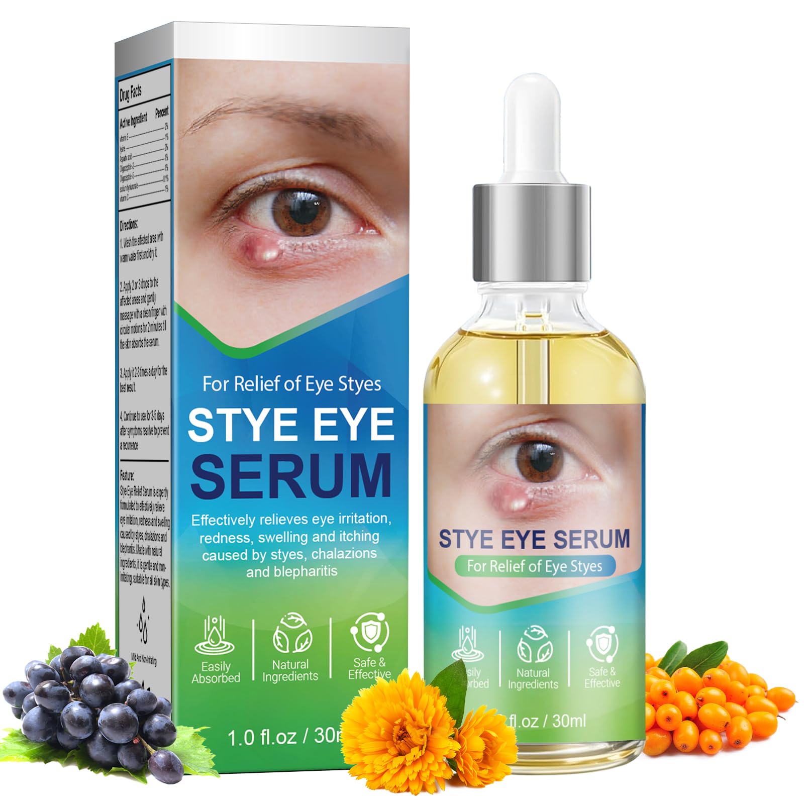 Stye Eye Relief Serum Natural Eyelid Drops for Styes Blepharitis Chalazion Fast-Acting Relieve Eye Irritation Redness Swelling Gentle