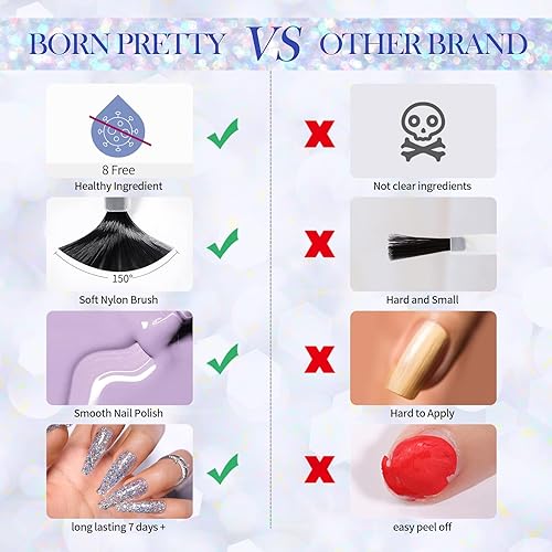 Miniatura 7 de BORN PRETTY Esmalte de uñas holográfico con purpurina plateada 02fl oz