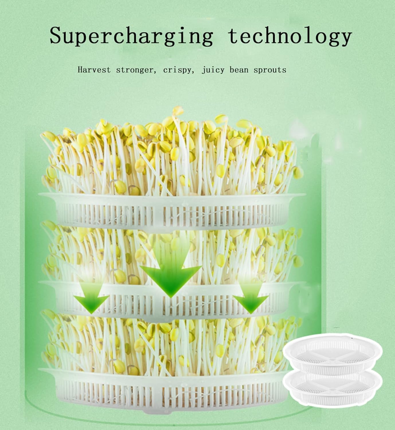 Germination Kit, Bean Sprout Planting Machine 2PCS Bean Sprout Machine LED Display Intelligent Time Control, 3 Layers (2 Layers)