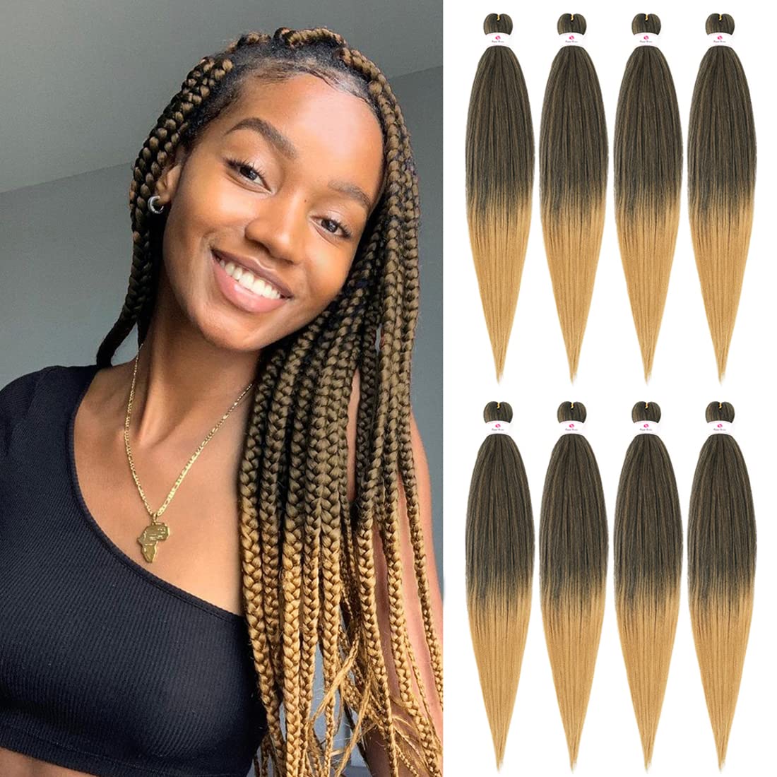 Buy Beyond Beauty 8 Packs Black Pre Stretched Braiding Hair Synthetic Yaki EZ Braiding Coi Leray