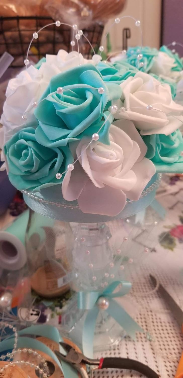 3 x 1.6 x 3 inches 100pcs DIY Real Touch 3D Artificial Foam Rose Head Without Stem for Wedding Party Home Decoration (Tiffany) - Image 5