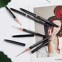 Vista 7 de Artdone Bolígrafos metálicos para arte de uñas, juego de 5 brochas de color negro para líneas largas, detalles finos, dibujo fino, pincel