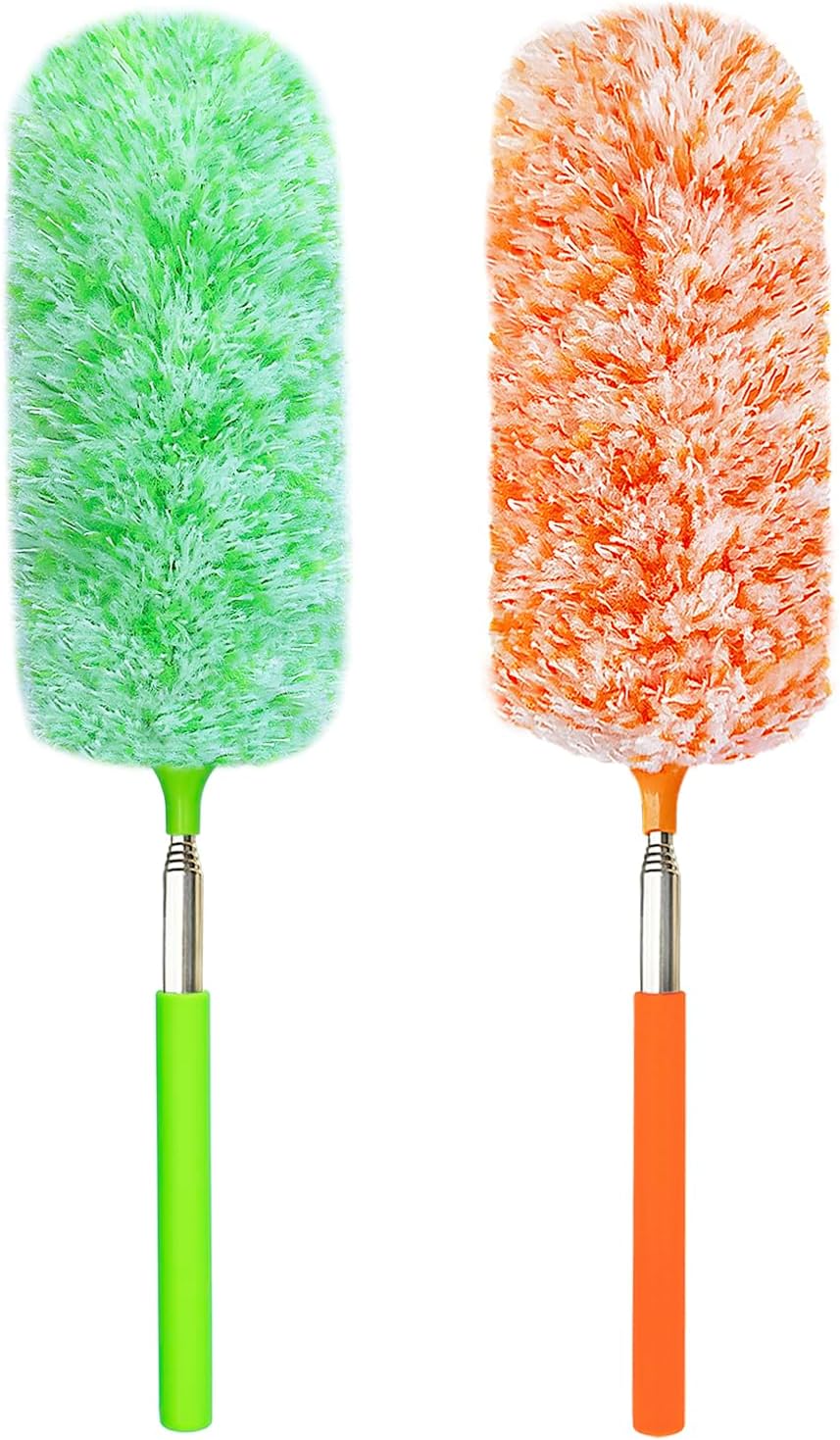 Extendable Microfiber Feather Duster, Electrostatic Microfiber Head, Up to