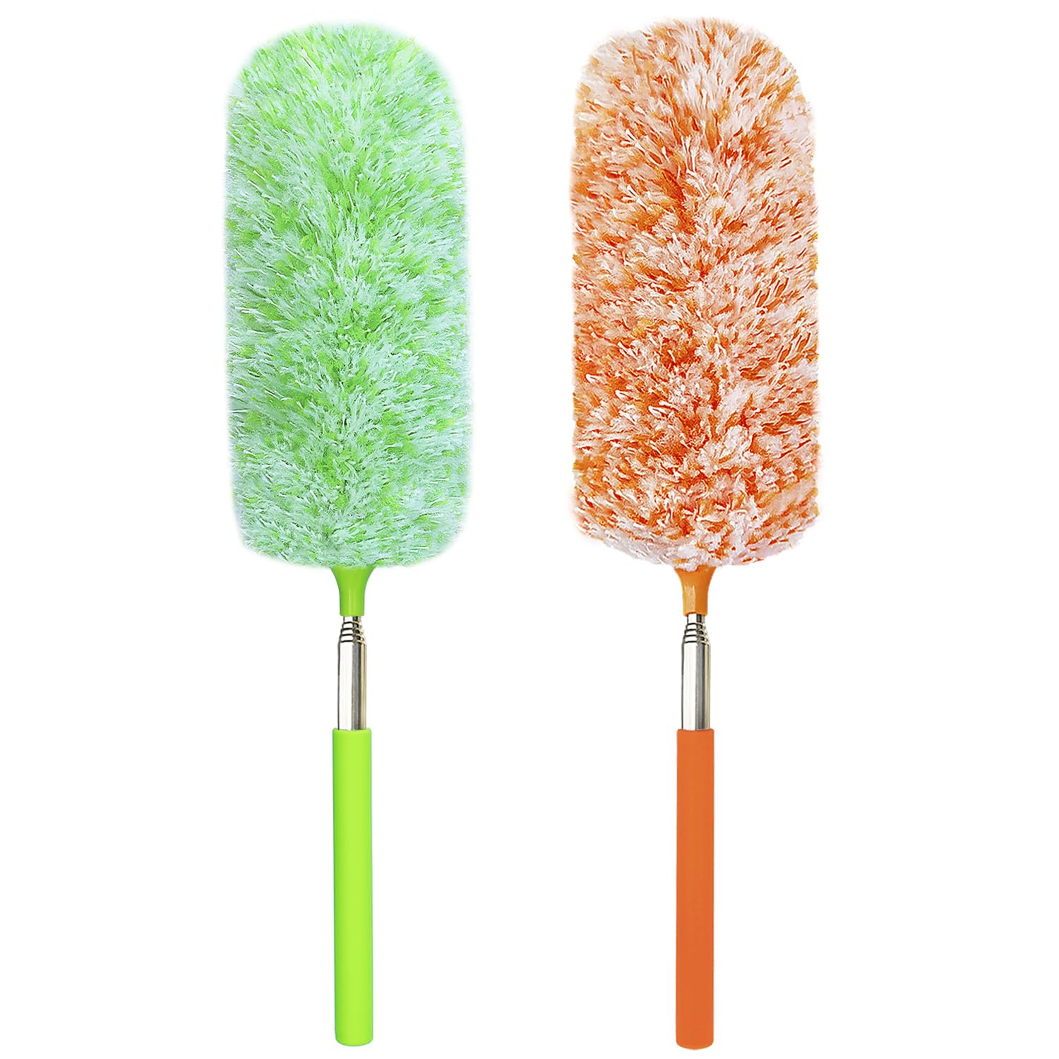 Photo 1 of 2 Pack Extendable Microfiber Feather Duster, Electrostatic Microfiber Head, Up to 30 Inch Extension Pole, Car Duster, Telescoping Feather Dusters for Cleaning