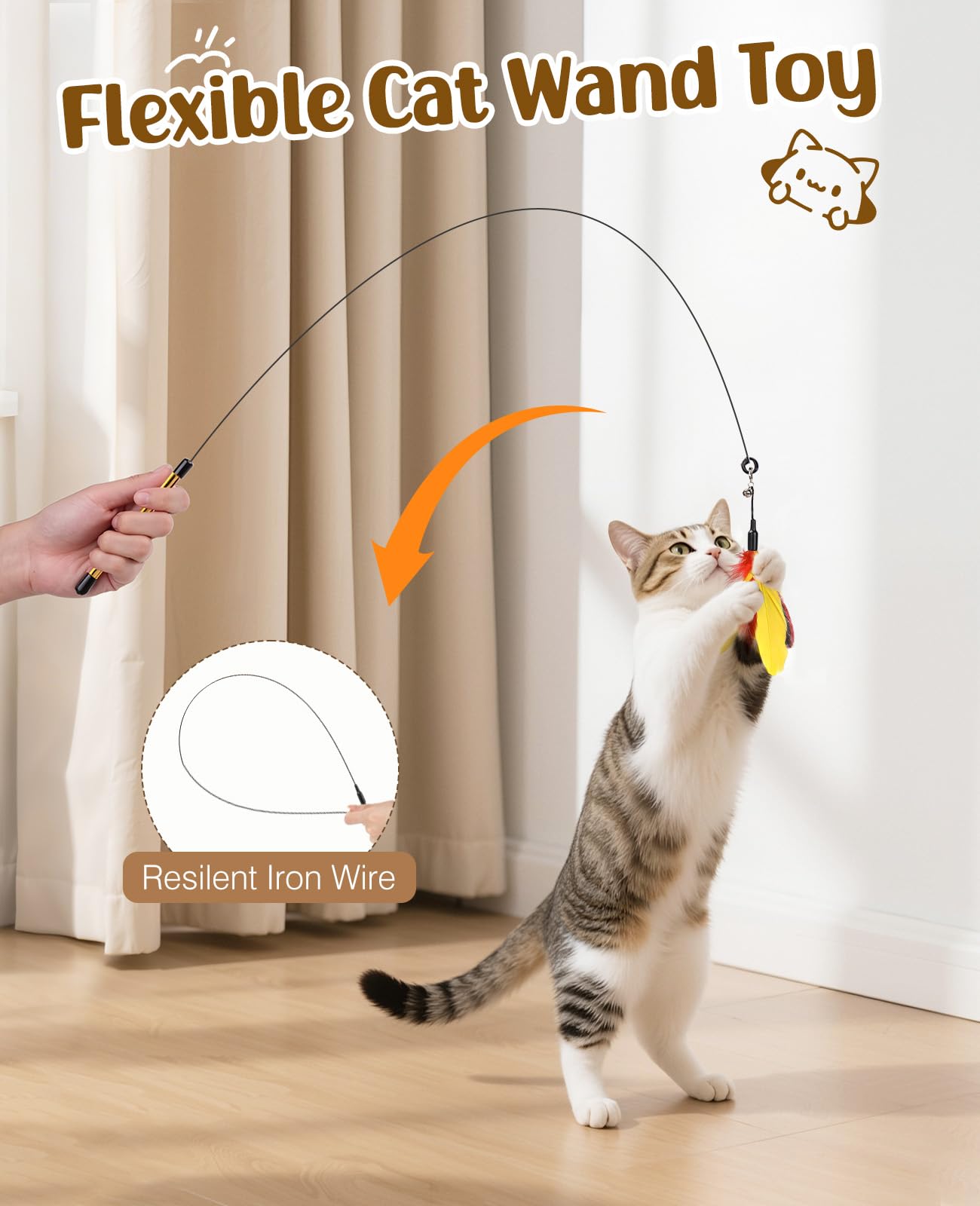 Pawaboo Feather Teaser Cat Toy - Image 2
