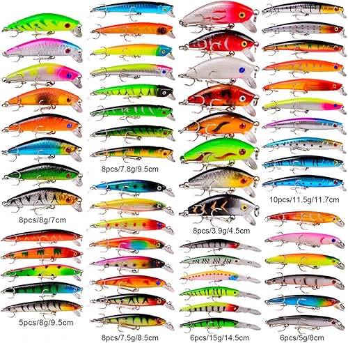 Huang Pingzhou Kit de señuelos de pesca realistas, para pesca de agua dulce y agua salada, accesorios de pesca