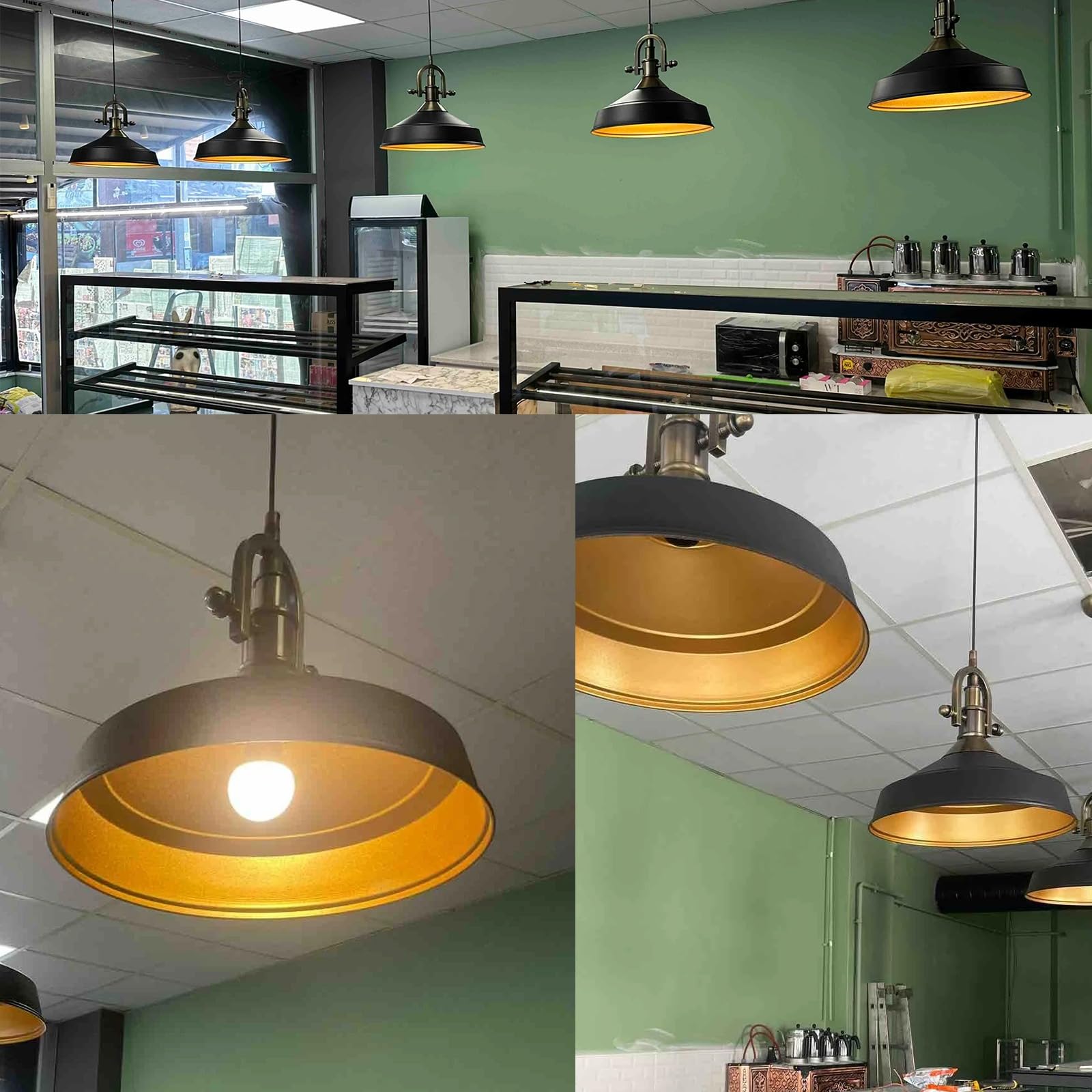 Bamyum Suspension industrielle noire 40 cm Salon, salle à manger, cuisine, style vintage