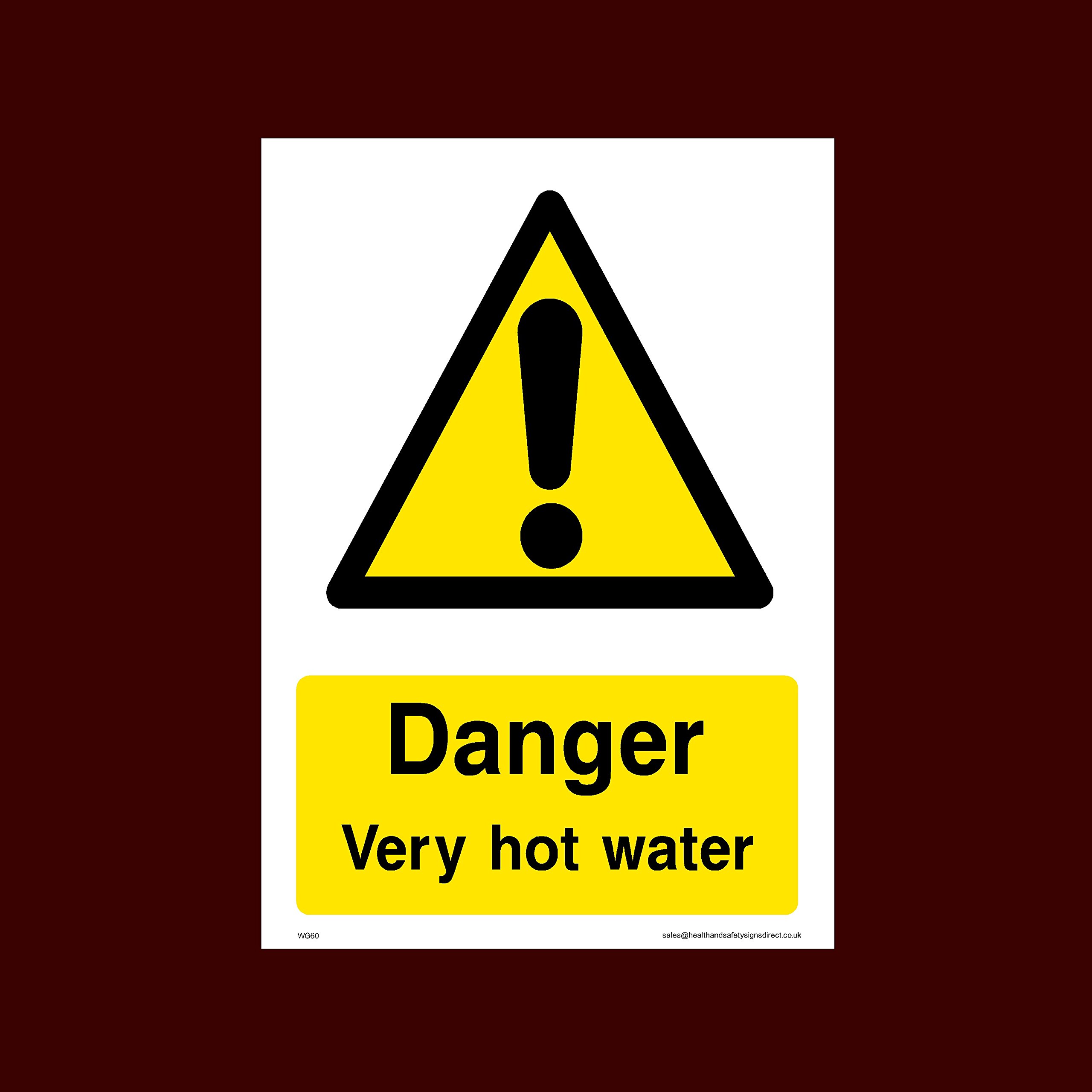 Ussp&S Men's Danger Very Hot Water Sticker/Self Adhesive Sign (Wg60) - Working, Very Hot Water, Mind Head, Mind Step, Water, Hot, Vehicles, Fragile Roof