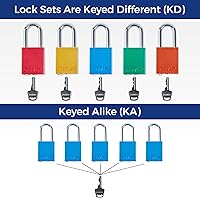 Vista 5 de Brady SDAL-BLU-38ST-KA6 - Juego de candados de bloqueo de seguridad, paquete de 6, color azul, con igual llave, 2 llaves por candado