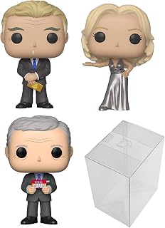 Funko TV: Pop! TV Game Show Set - Wheel of Fortune Pat Sajak & Vanna White, Jeopardy Alex Trebek Bundle with 3 PopShield Pop Box Protectors