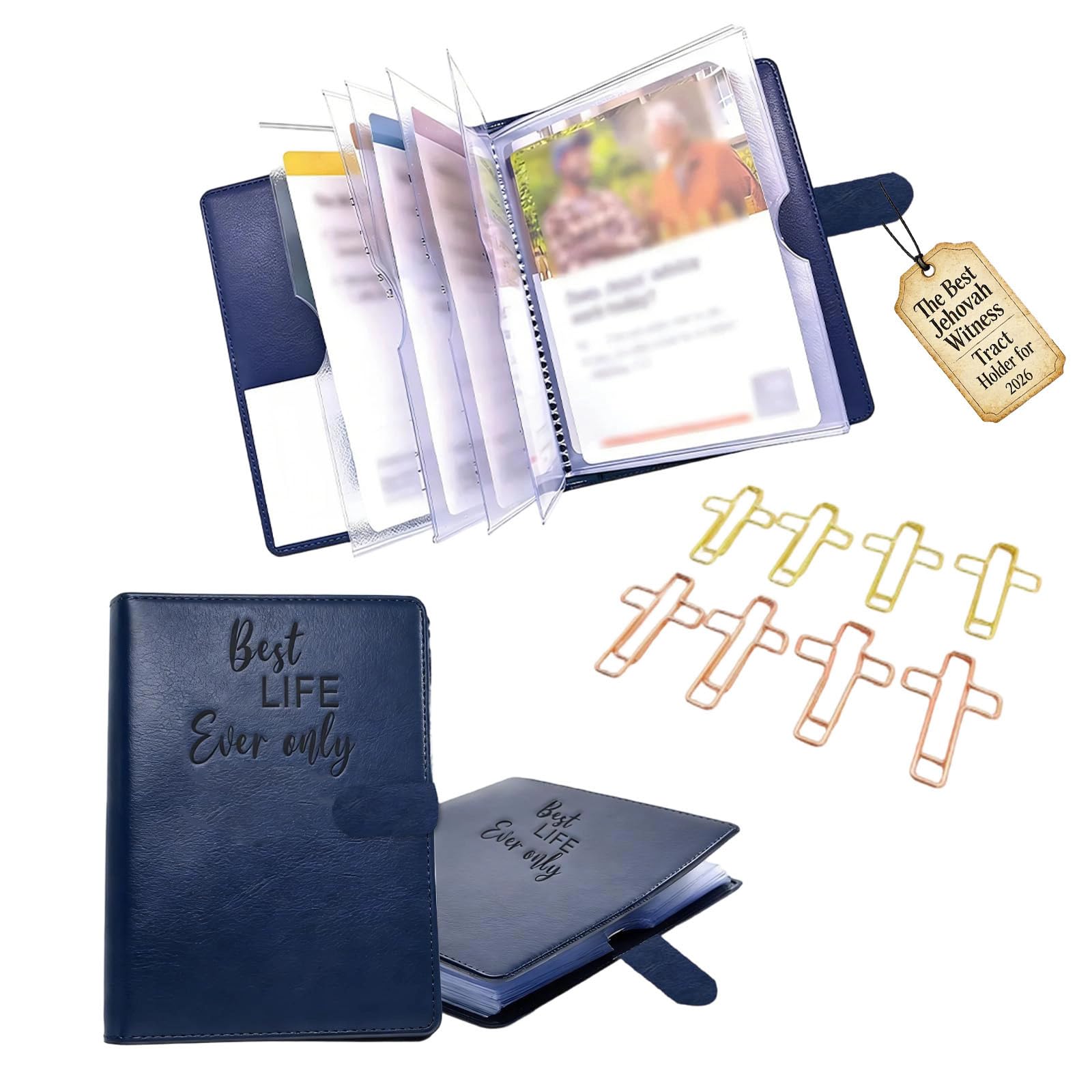 2026 Tract Holder Mini Field Service Organizer Multifunctional Bible Study Wallet for Jehovah Witness Pioneers & Ministry Supplies (Blue)