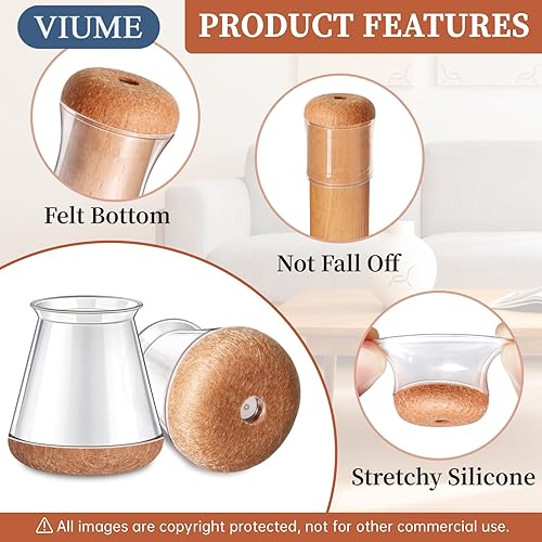 Miniatura 43 de 24 protectores de suelo para patas de silla para suelos de madera dura, fundas de silicona, almohadillas de fieltro, tapas de patas de muebles