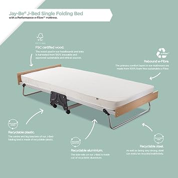 JAY-BE J-Bed Folding Bed with Performance Mattress, Single