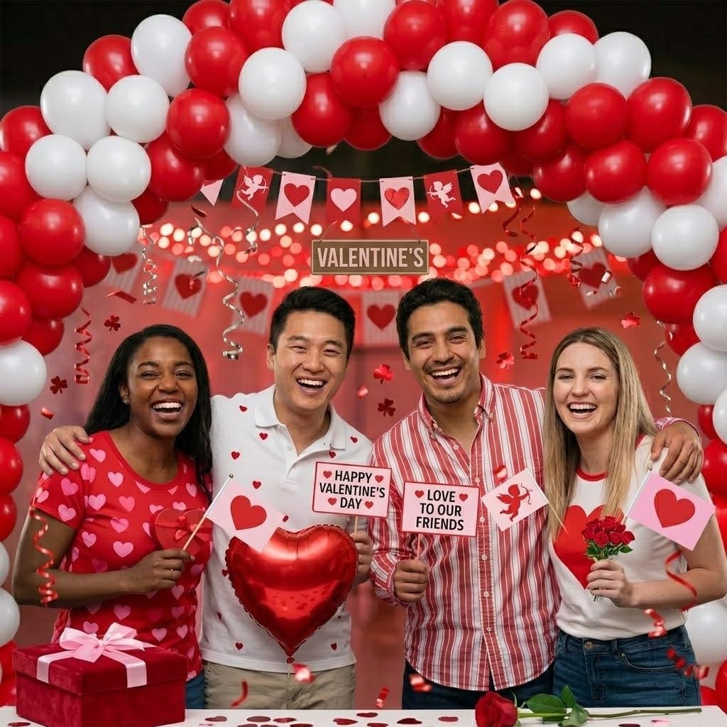 Balloon Arch DIY Professional Kit with St. Valentine's Day Red and White Balloons (1/Pkg) Pkg/1
